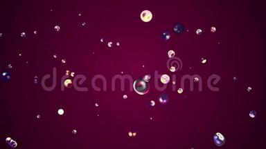 彩色液态金属水泡漂浮在空间数字动画背景新质量自然运动图形